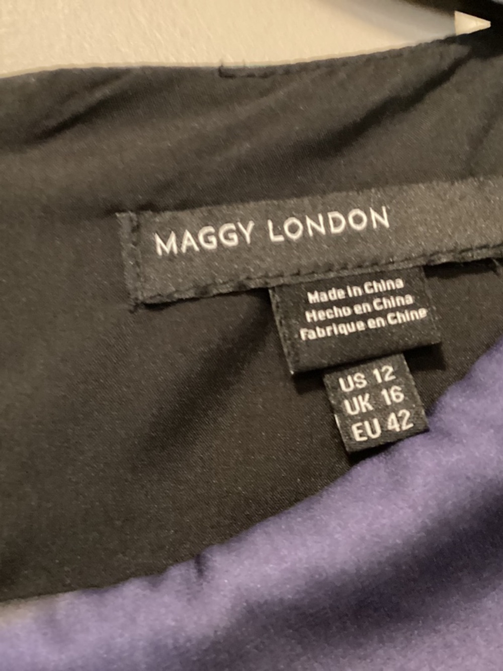 Maggy London Ruched Asymmetric Hem Midi Dress, size 12 - Picture 3 of 13